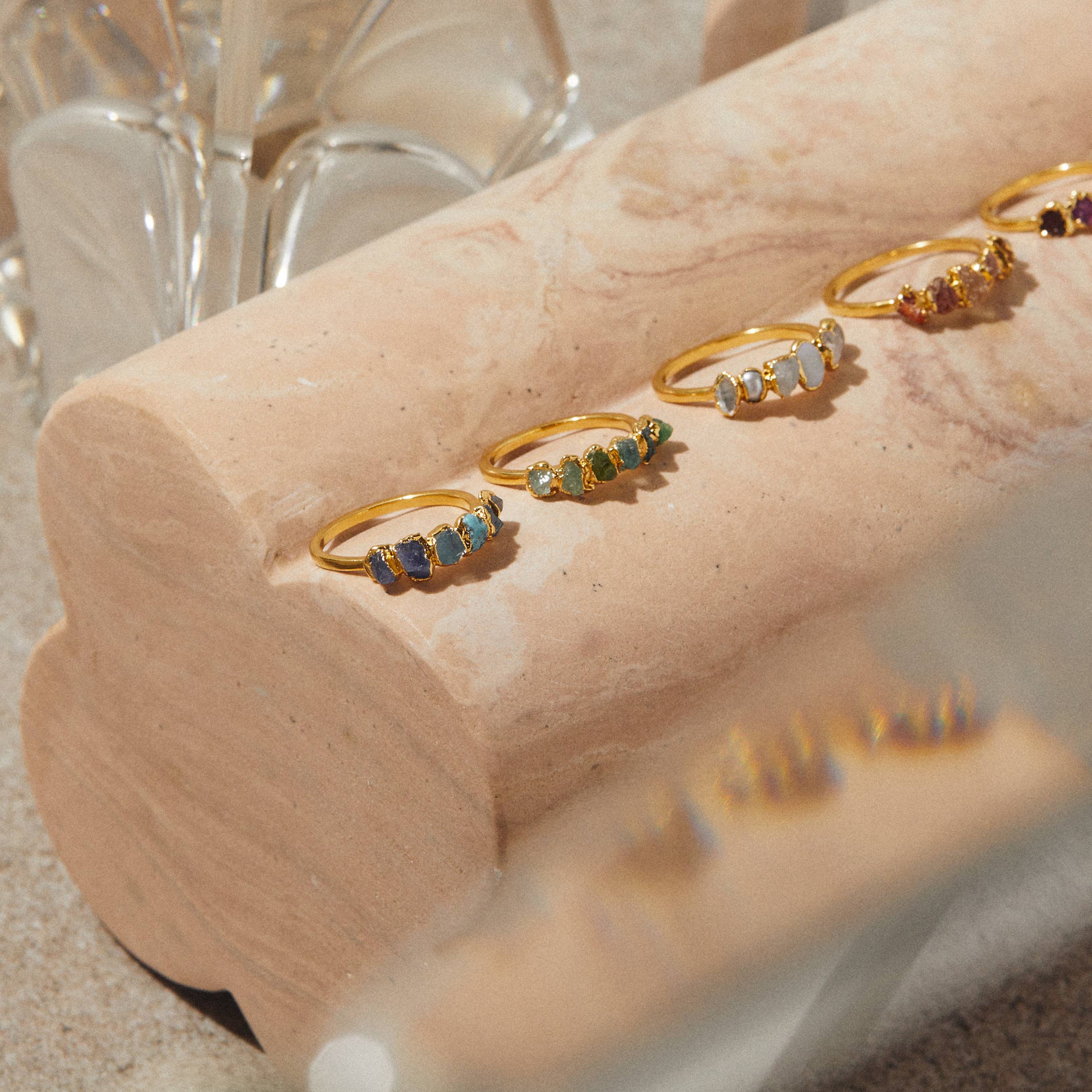 Dani Barbe - Wholesale Multi-Stone Ring - Iridescent Ombre Birthstone Ring, Rainbow Crystal Ring6