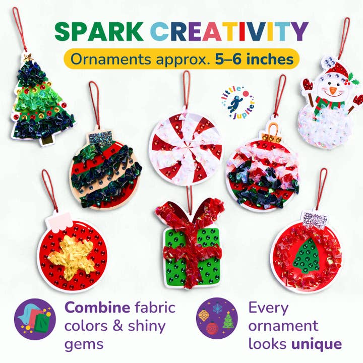 AYK Brand - Wholesale DIY craft kit – Child - DIY Gem & Poke Art Christmas Ornaments for Kids Set for Kids 4 & Up - Makes 8pcs5