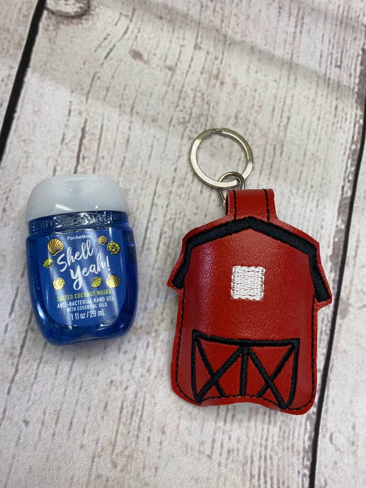 Barn Farm Hand Sanitizer Holder Keychain, Hand Sanitizer. for wholesale by Grandmommy’s Threads