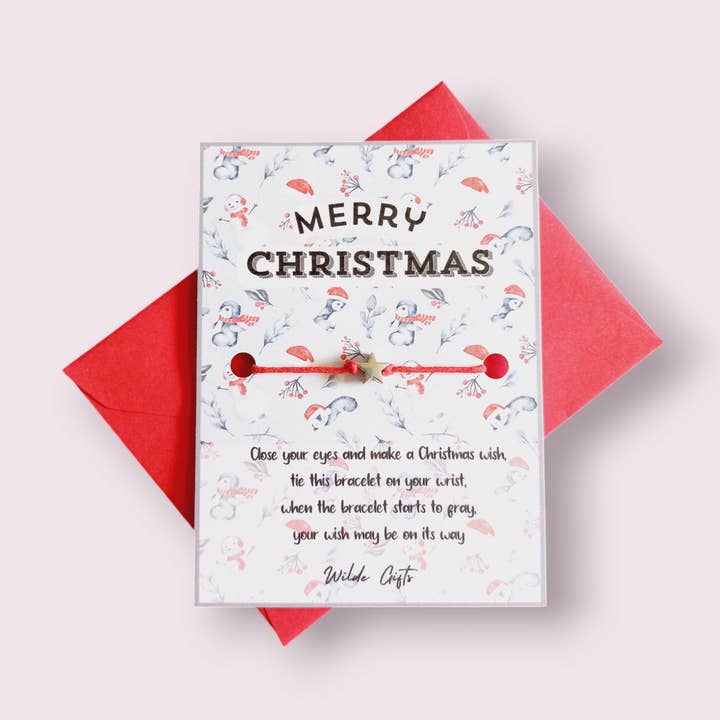 Vrolijk Kerstfeest pinguïn patroon wensarmband voor wholesale door Wilde Gifts UK