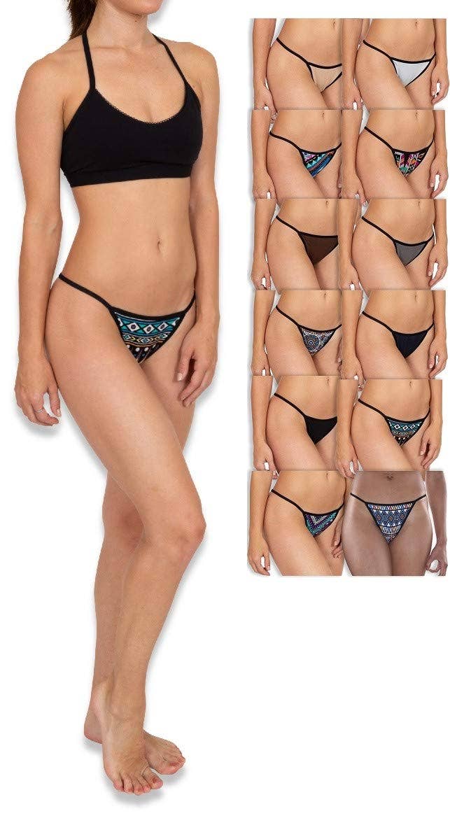I-Wear Brands - Wholesale Underwear - Women's - 12 Pack Women's Sexy G-String Bikini T-Back Thong Underwear2