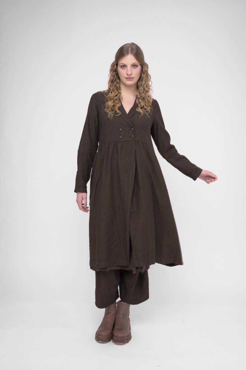 Baci & Amici Fashion - US Continental - Wholesale Dress - Women's - Cotton Linen Overcoat Dress1