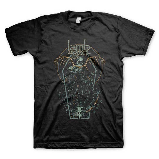 Manic Merch - Vente T-shirt à imprimés – unisexe - T-shirt graphique Lamb Of God Coffin Copia0
