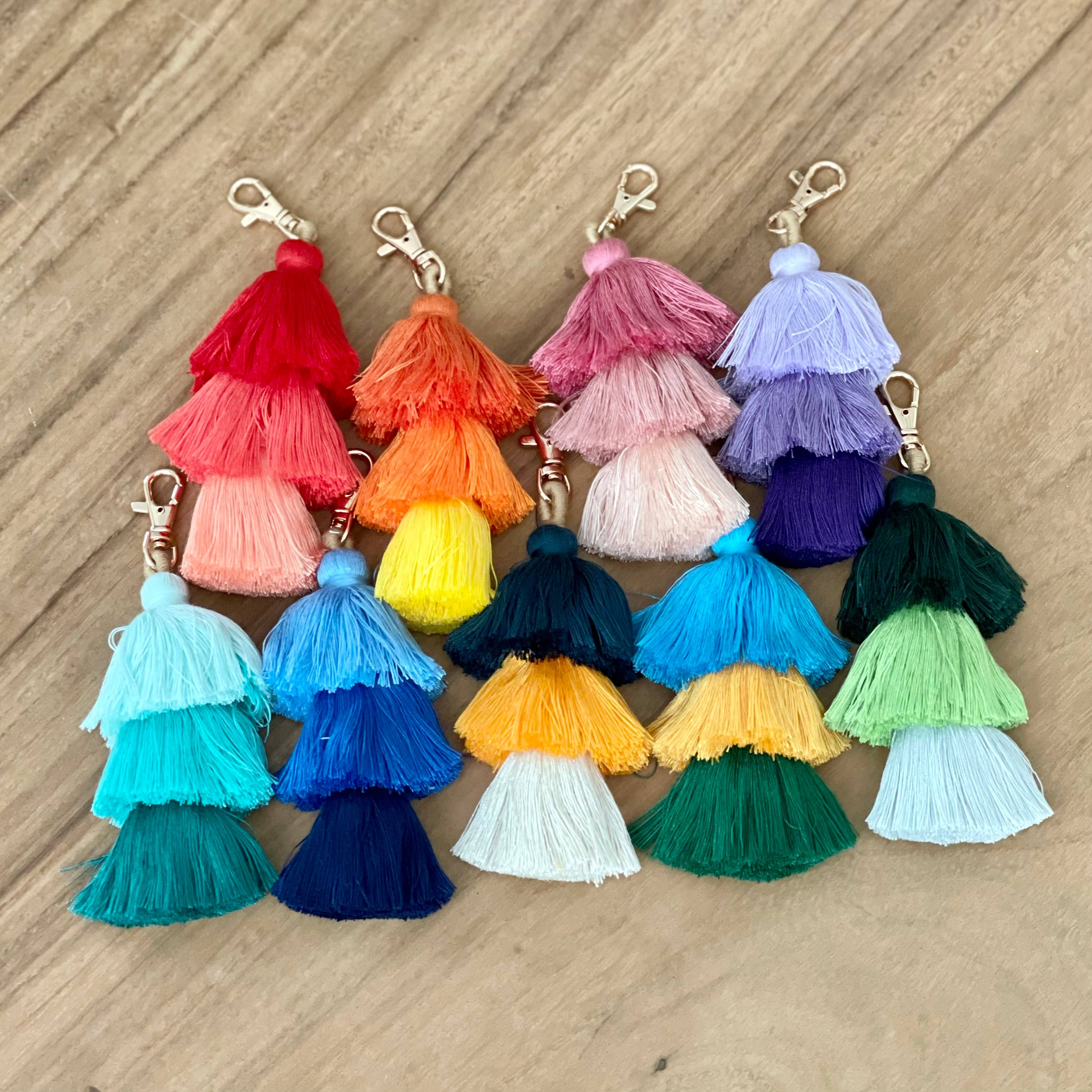 Palmy Pineapple - Wholesale Keychain - Women's - 3 Tiered Large Ombre Tassel with Clasp6