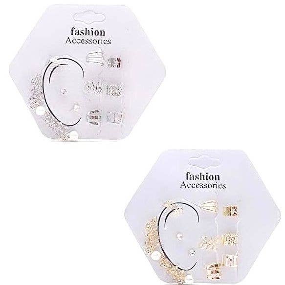 Diacly - Wholesale Stud/Post Earrings - 12pk Ear Hug Cuff Stud Earrings Set1