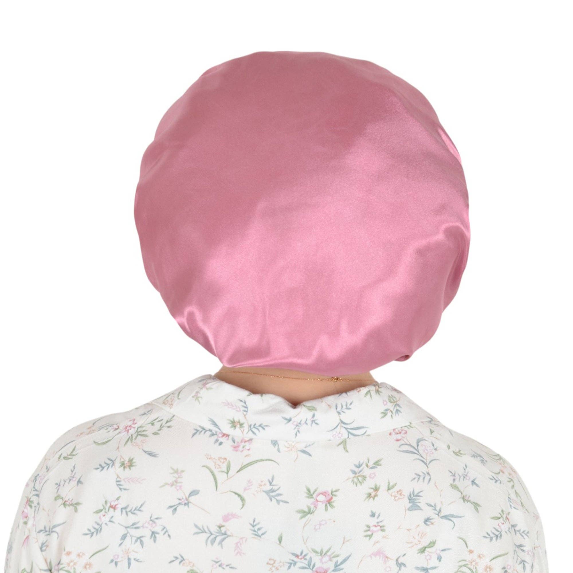 AK Brand – Engroshandel Nathue – til kvinder – Satin sovekalot med dobbelt lag og flæsekantet silkehat2