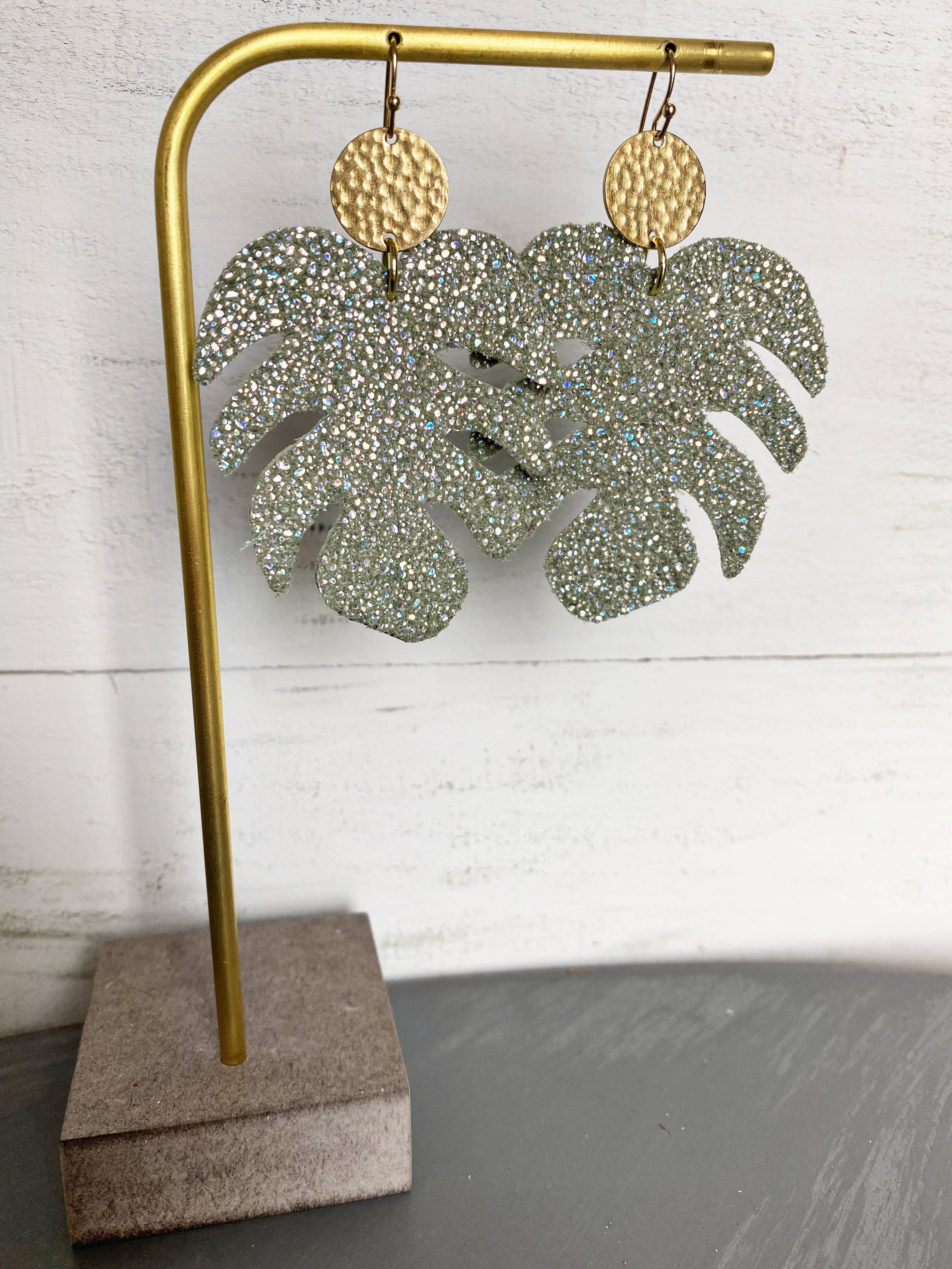 The Supply Society - Wholesale Dangle Earrings - Monstera Leaf Leather Hook Earrings14