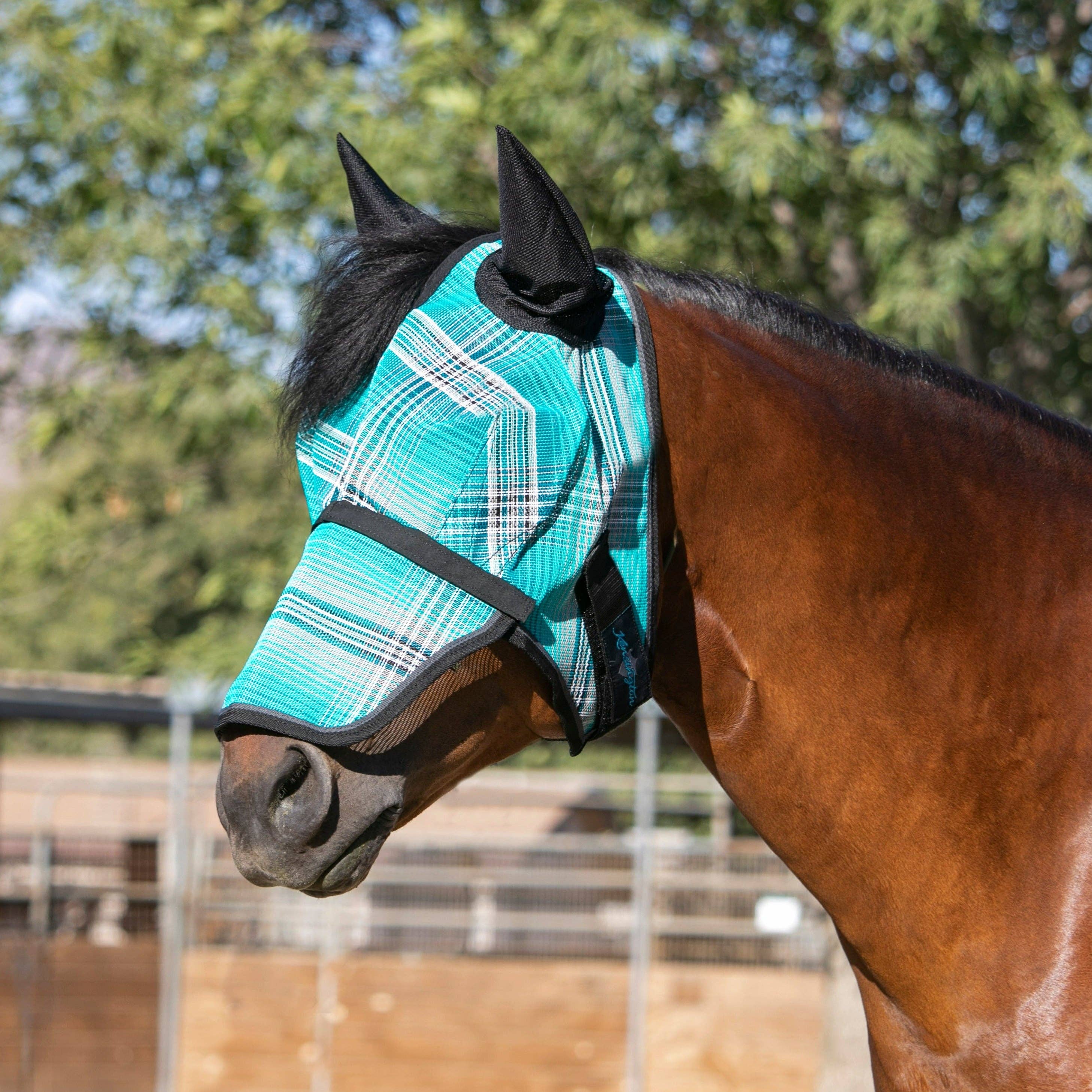 Kensington - Wholesale Horseback Riding Gear - 73% UV Fly Mask with Removable Nose - Soft Mesh Ears & Forelock Opening8