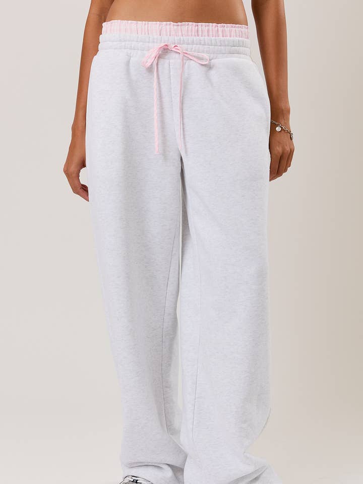 PEEKABOO PLAID BOXER SWEATPANTS for wholesale by LE LIS