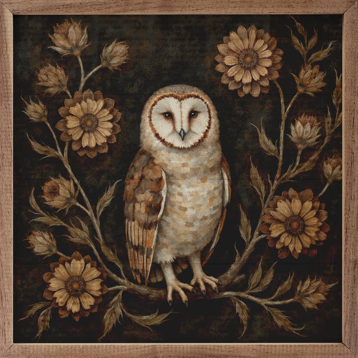 Kendrick Home - Wholesale Wood Wall Art - Floral Autumn Owl