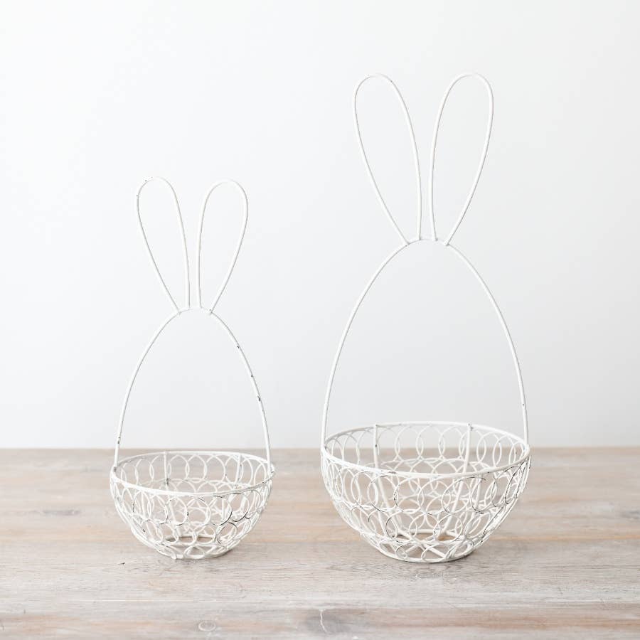 Gainsborough Giftware x Portland Living – wholesale Basket – White Wire Bunny Basket, 32.5cm1