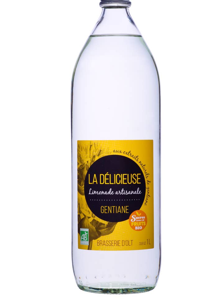 The Delicious Organic Gentian lemonade 1 liter for wholesale by Brasserie d'OLT
