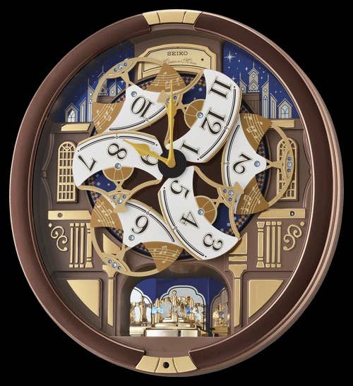 Seiko Clocks USA - Vente Horloges murales - Horloge Nightime City Skyline Melodies - Fête musicale2