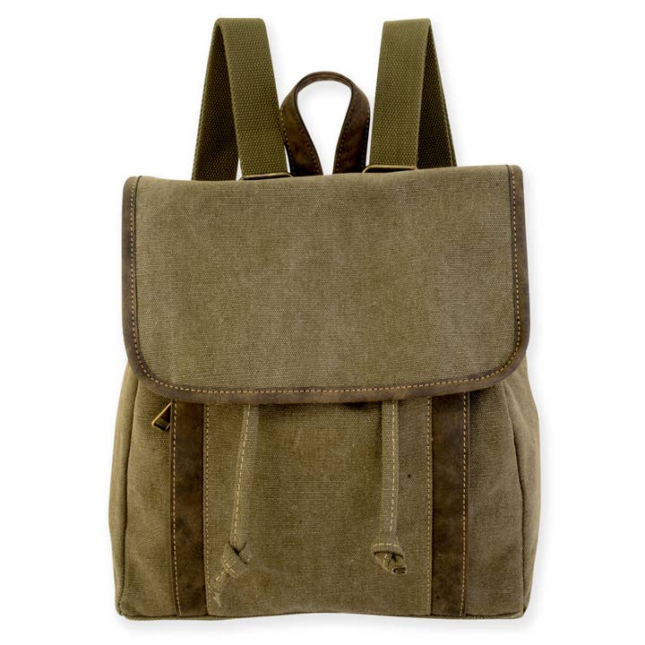 Military Green, Washed Canvas Backpack for wholesale by Headwear & Handbag Collections by Sun 'N' Sand