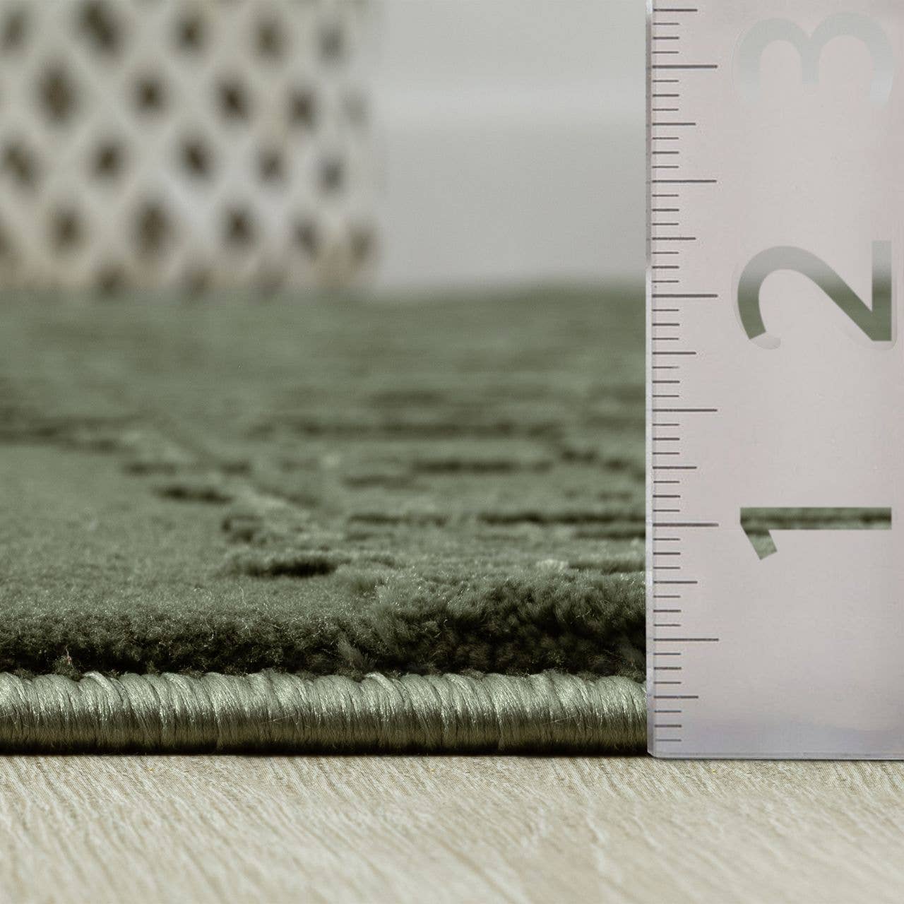 Abani Rugs - Wholesale Area Rug - Abani Plush Deco Machine Washable Textured Grid Green Rug6