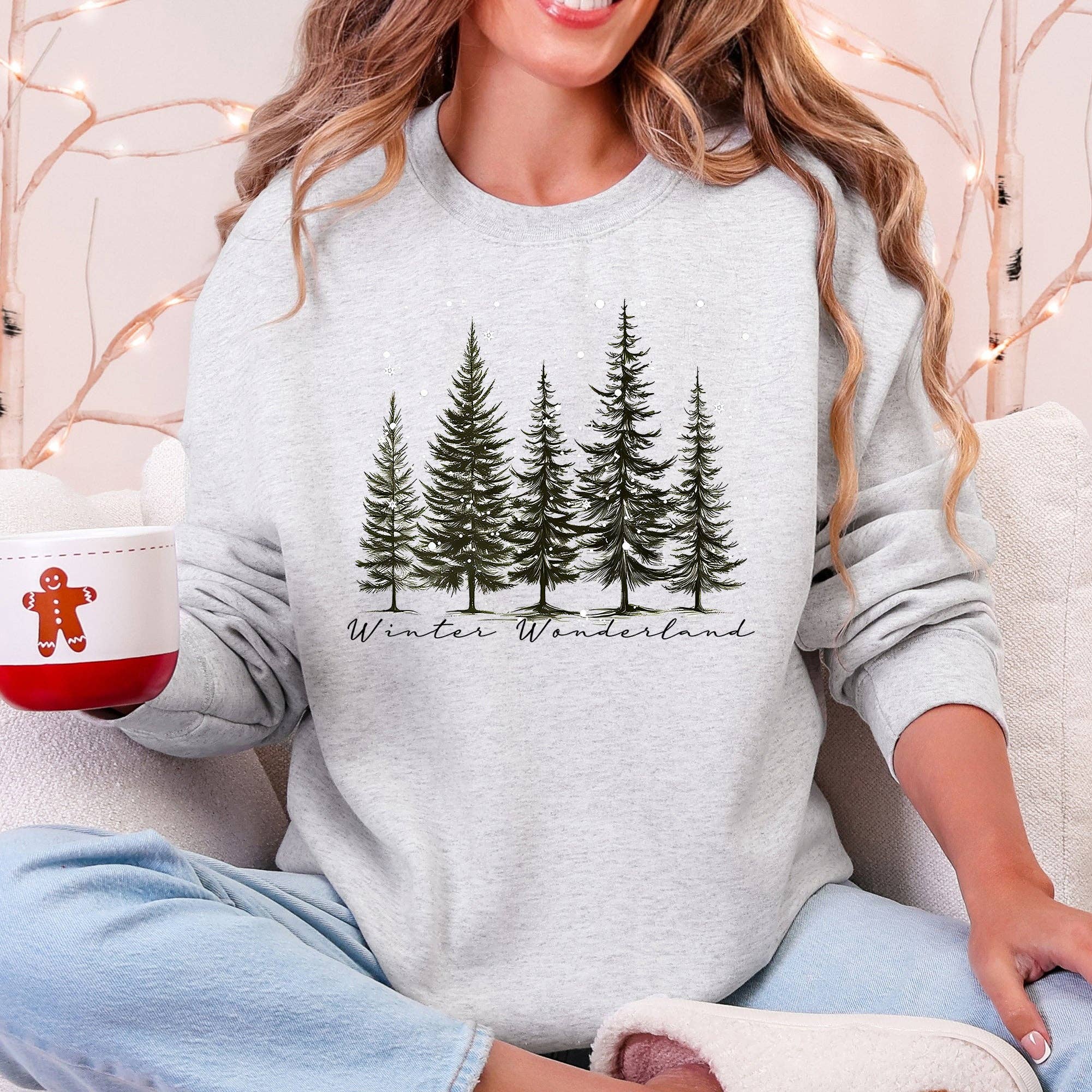 Refinery Number One LLC - Vente Sweat-shirt à imprimés – unisexe - Hiver Merveilleux, Sapins de Noël, Sweat à Neige3