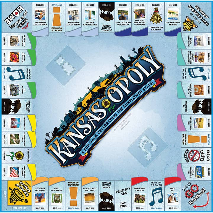 Outset Games and Cobble Hill Puzzles - Wholesale Board Game - Kansas-Opoly (state) Board Game1