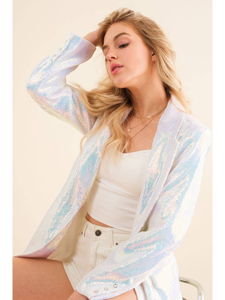 IRISEREND WIT 22725J - Blazerjack met iriserende pailletten voor één vriendje voor groothandel op Faire3