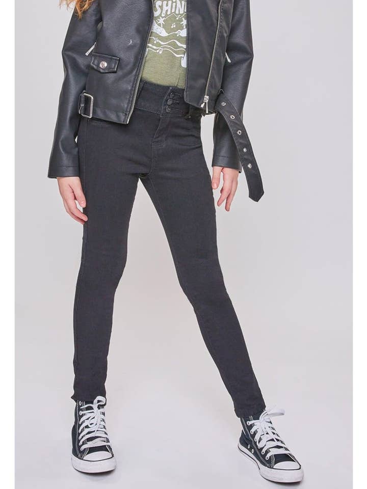 Jeans skinny essentiels à 3 boutons pour filles avec poches avant-GP17724 pour la vente par YMI