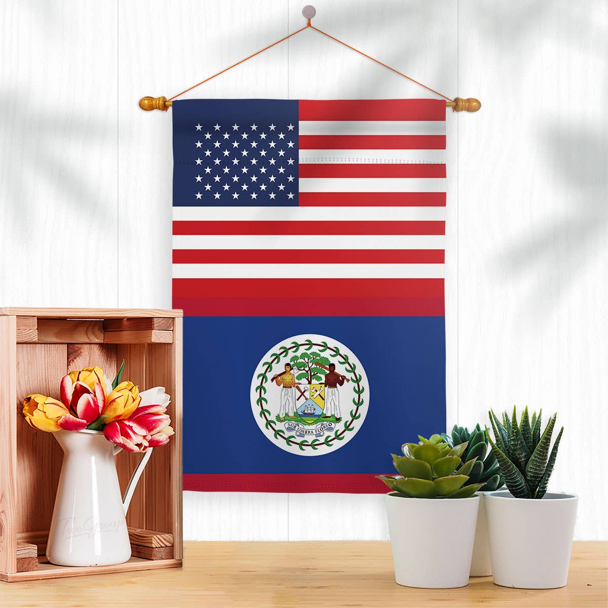 Two Group Flag Co - Wholesale Flag - Belize US Friendship Regional Nationality USA Decor Flag2