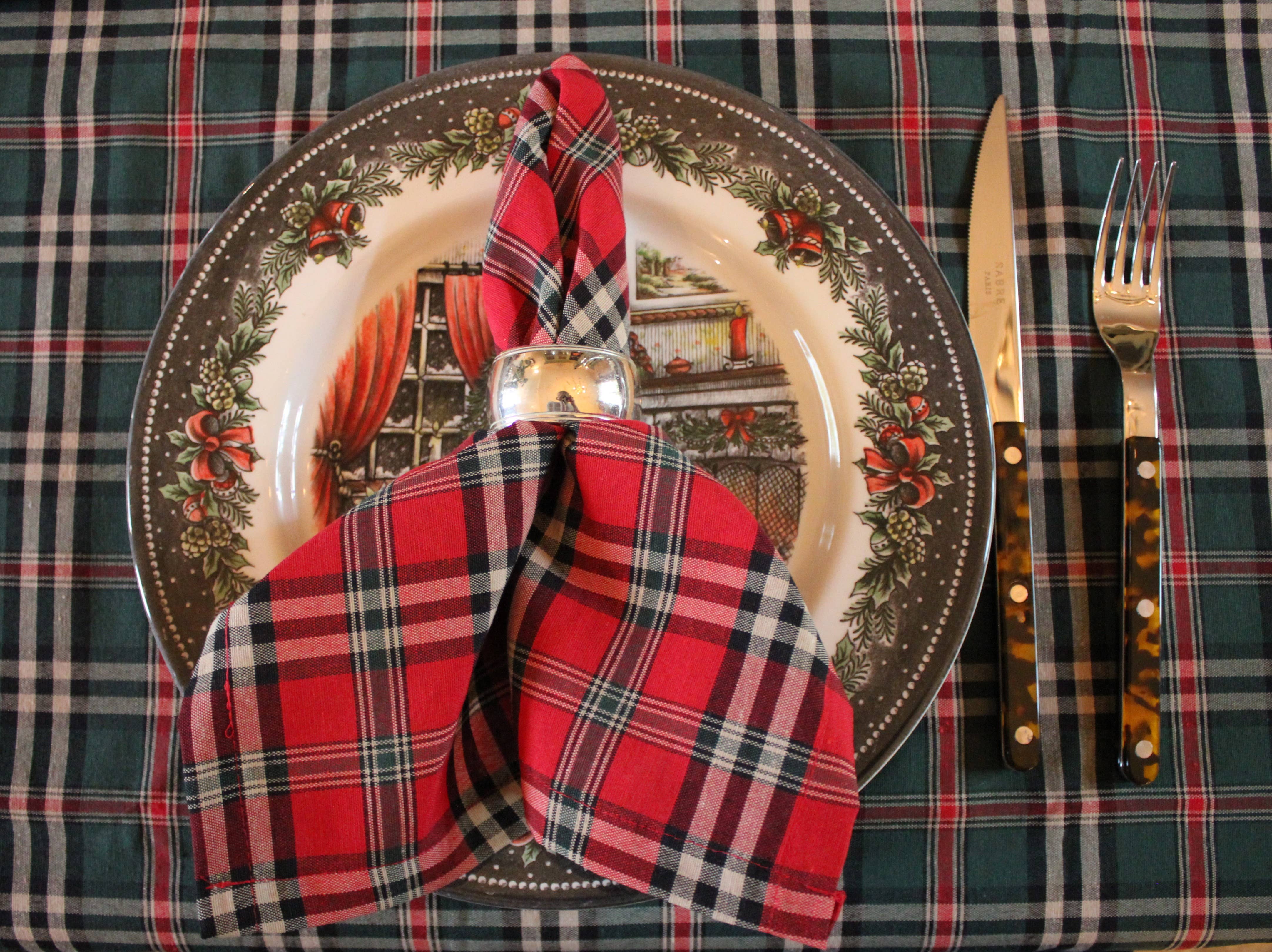 Bamar - Wholesale Dinner & Cloth Napkin - 4 Napkins Castle 40 X 40 cm - Scottish Check - Tartan3