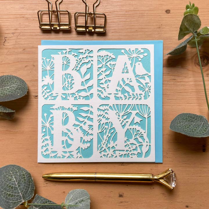 Baby card, Baby boy card, Baby girl card, Gendered baby card for wholesale by Chow's Stories