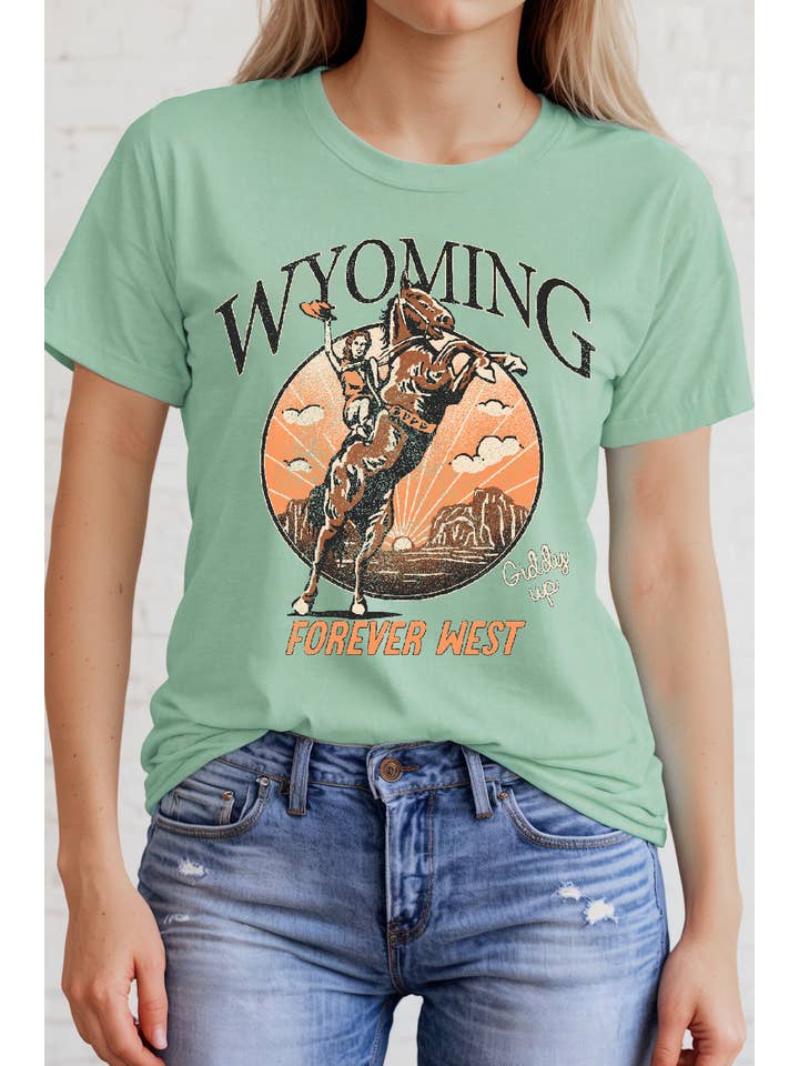 BouTeeQue Closet - Wholesale Screen Printed T-Shirt - Women's - BT2091 T WYOMING FOREVER WEST Short Sleeve T Shirt