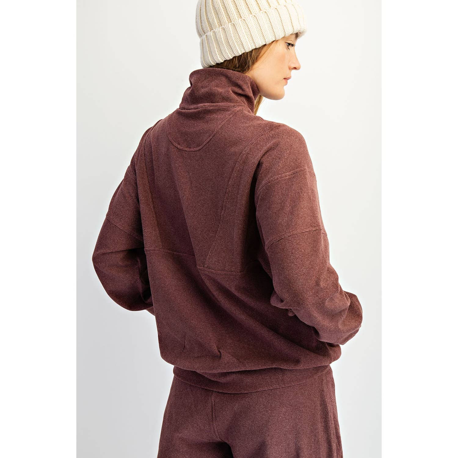 Rae Mode - Wholesale Lounge Top - Women's - BRUSHED RIB QUARTER ZIP PULLOVER2