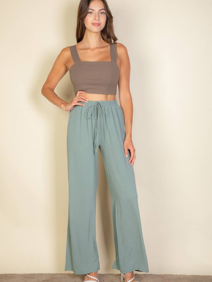 CAPELLA APPAREL - Wholesale Pants - Women's - Drawstring waist wide leg minimalist pants22