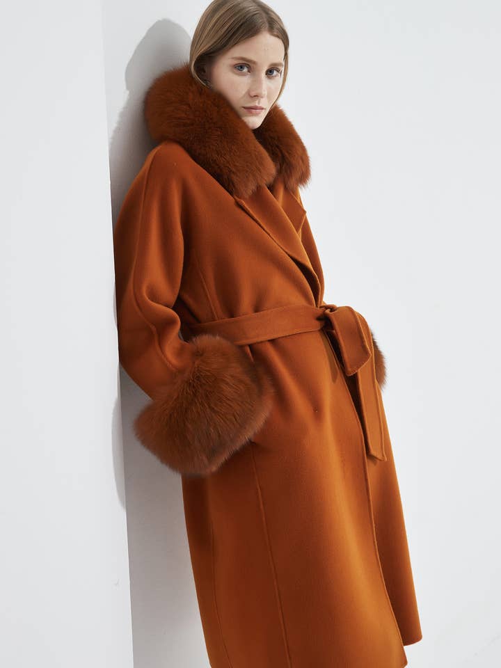 Abrigo de Cachemira con Cuello y Puños Desmontables - Arce para venta al por mayor de Pissenlit