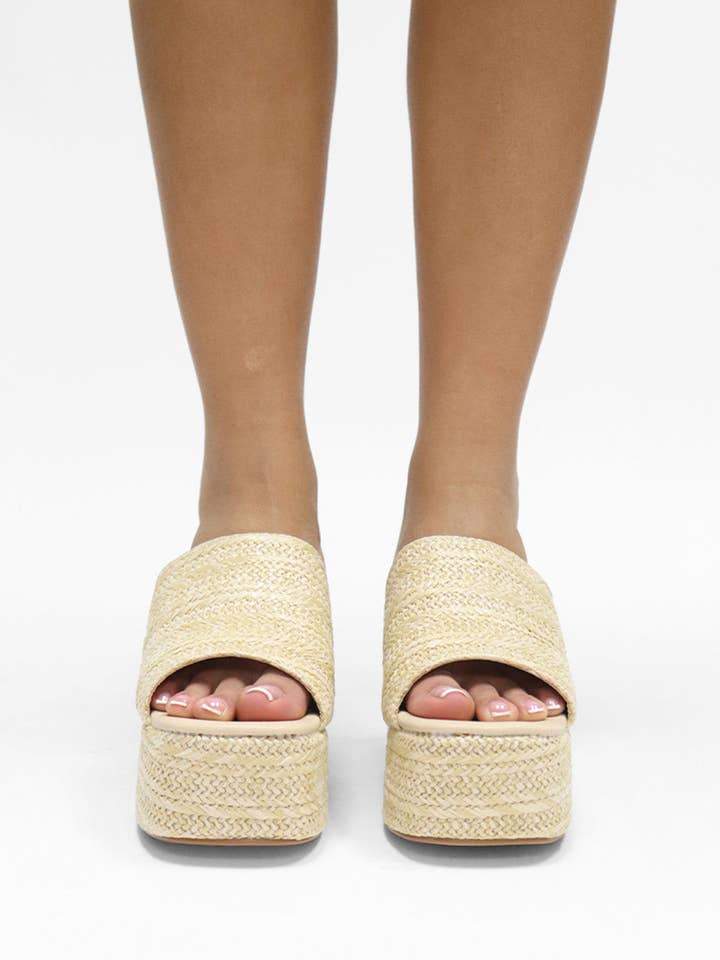 Lemonade Shoes - Wholesale Platform Heels - Women's - MARIE - Raffia Wedge Heel, Chunk Summer Sandal13