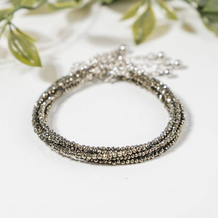 Pyrite Anklet | Natural Faceted Beads | Money Magnet Crystal for wholesale by Soothing Crystals