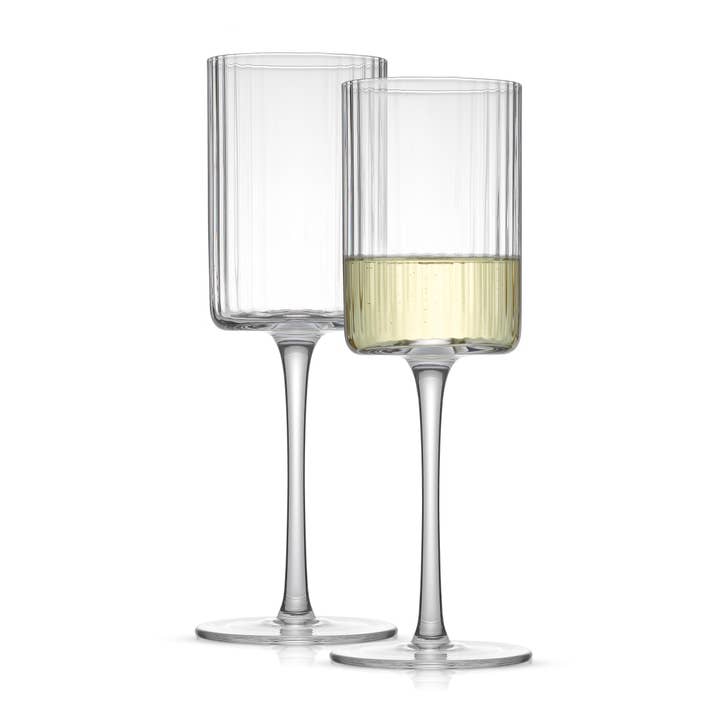 JoyJolt - Wholesale Wine Glass - JoyJolt Elle Fluted Cylinder White Wine Glass - Set of 2