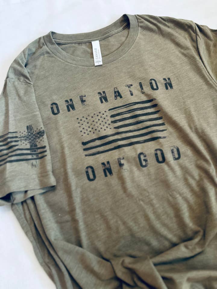 Only Grace Company - Wholesale Screen Printed T-Shirt - Men's - One Nation, One God Men's Americana Christian Tee1