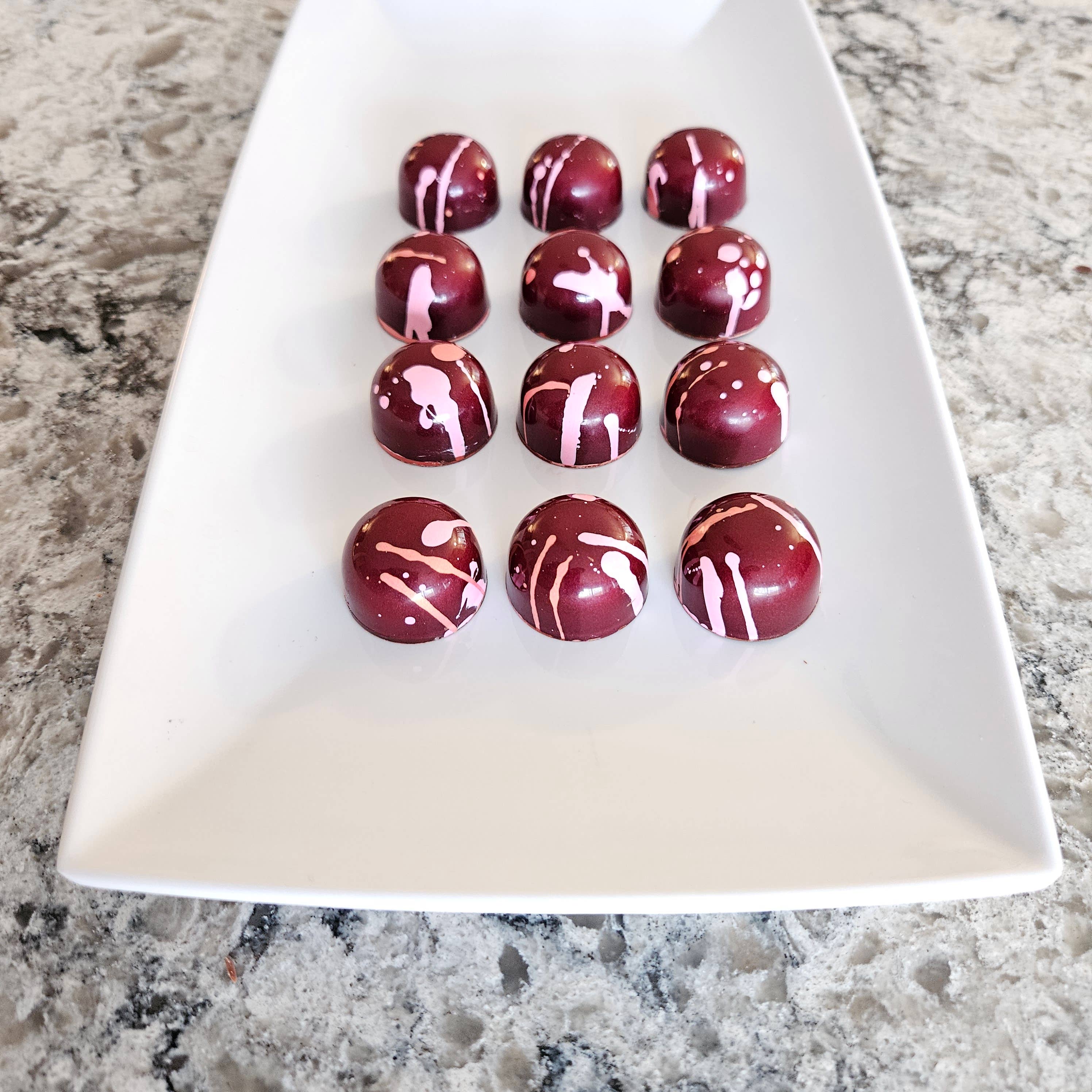 J. Patrice Chocolate Studio - Wholesale Chocolate - Mmm… Raspberry - Bulk BonBons 12 piece Tray2