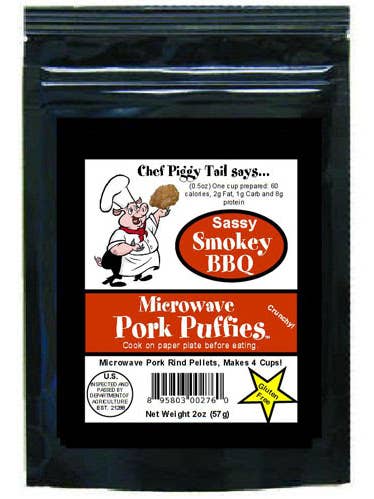 Microwave Pork Rinds Smokey BBQ 2oz Bag for wholesale by Julia's Southern Foods, LLC