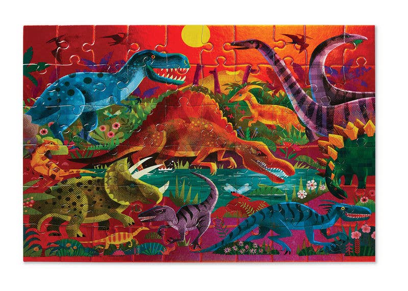 Crocodile Creek - Wholesale Puzzle - Kids - Foil Puzzle 60 pc - Dazzling Dinos1
