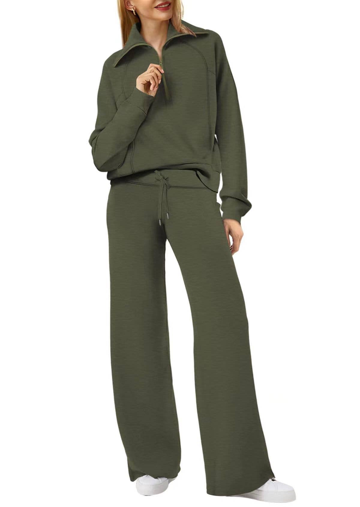 Rosa Clothing - Wholesale Top & Pant Set (NOT Loungewear) - Women's - Oversized Half zip Sweatshirt & Pants 2 Piece Tracksuit4