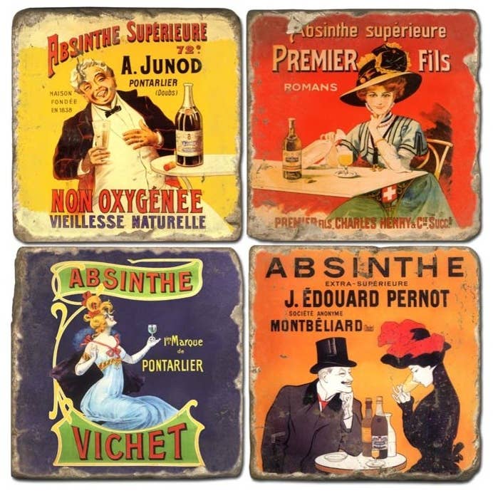 Absinthe - Set di 4 sottobicchieri in marmo burattato per la vendita all'ingrosso da parte di Studio Vertu