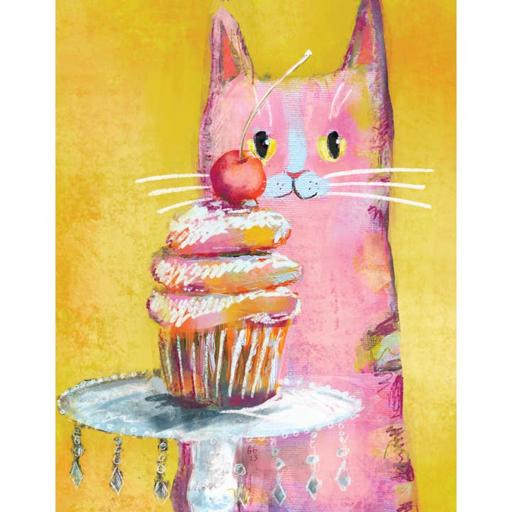 Ginger G. Art - Wholesale Birthday Card - Cake Stands - Cats and Cakes A2 Blank Greeting Card1