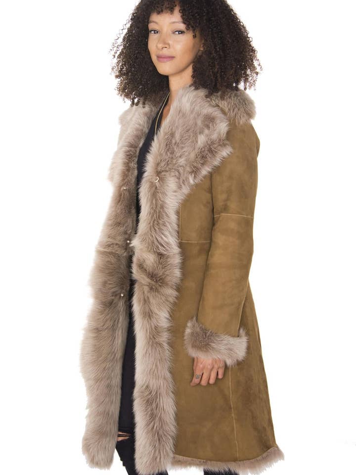 Infinity Leather (Upperclass Fashions Ltd) - Wholesale Fur/Faux Fur Coat - Women's - Womens Toscana Sheepskin Suede Trench Coat-Tbilisi
