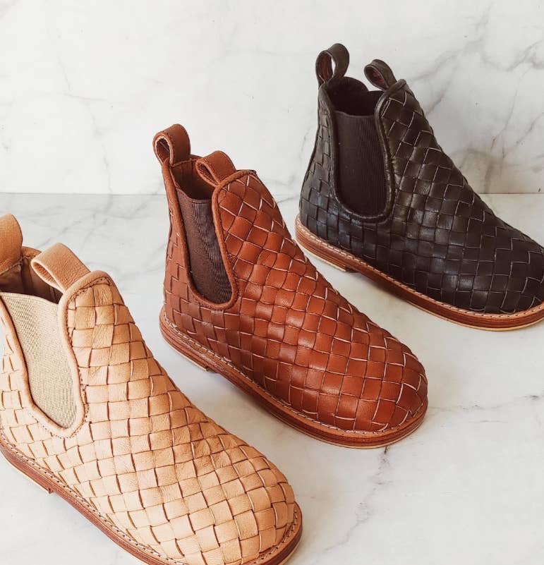 Elvira - Wholesale Boots - Kids - Kids Woven Leather Boots - Brown