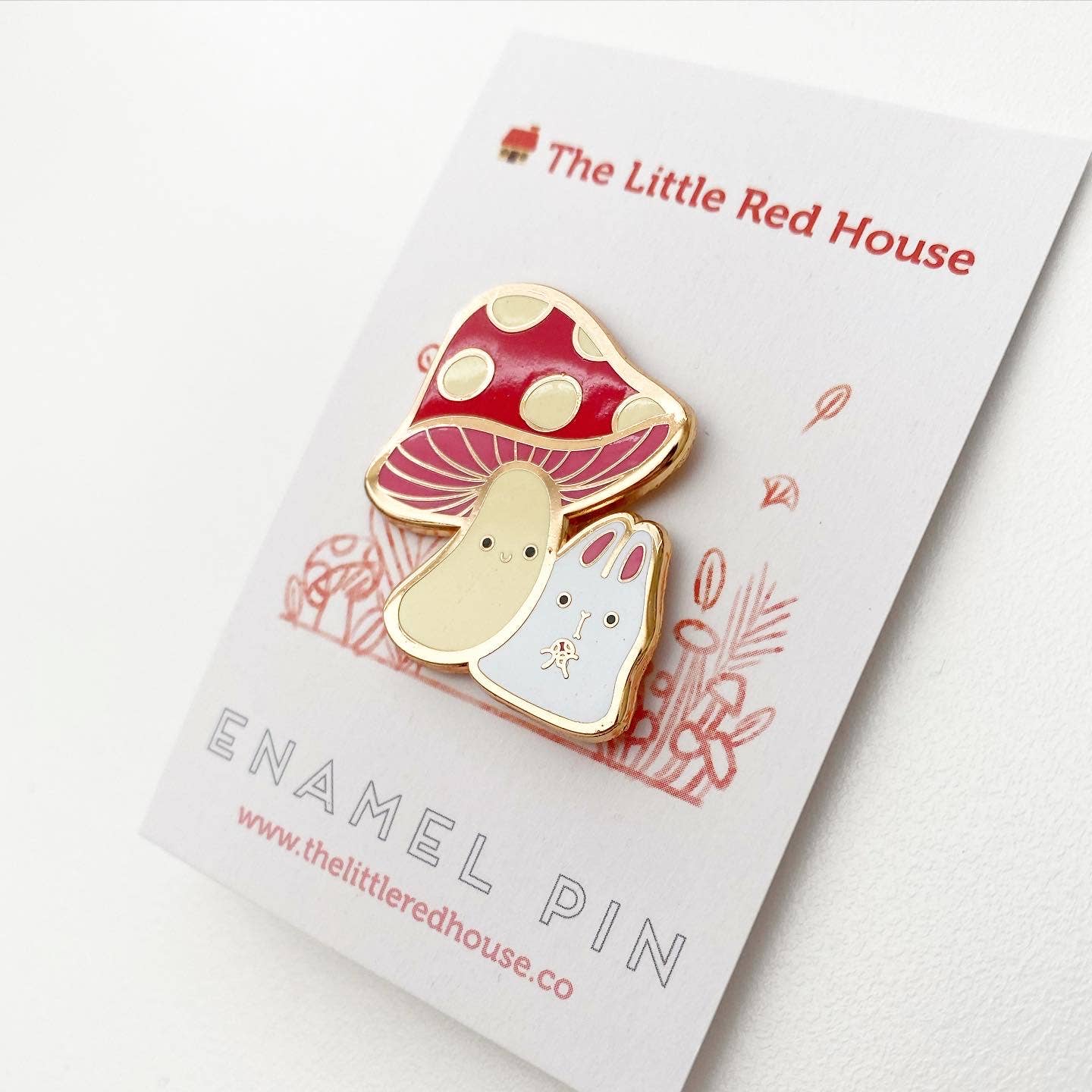 The Little Red House - Wholesale Lapel Pin/Button - Mushroom and Bunny Enamel Pin1
