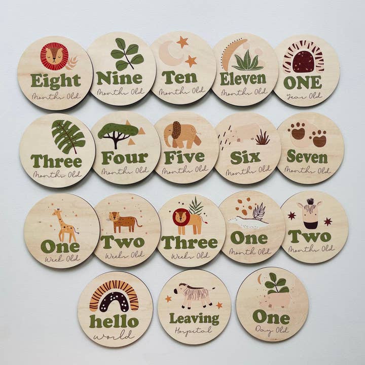 Safari Milestones for wholesale by Timber Tinkers