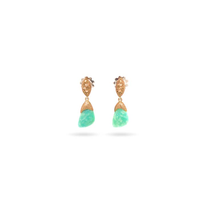 Boucles d'oreilles en amazonite et corail pour la vente par Tagua