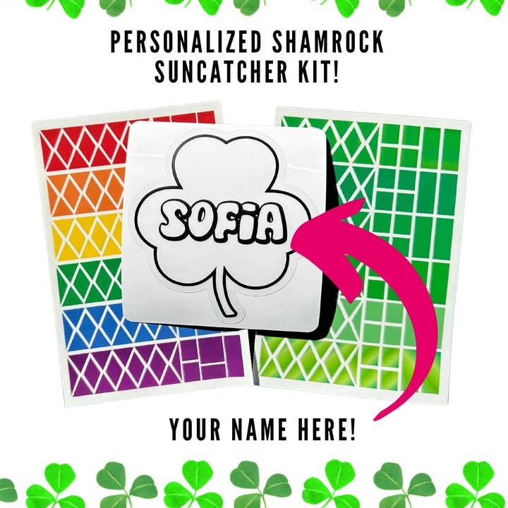 Kit de bricolaje de atrapasol personalizado con nombre para el Día de San Patricio para venta al por mayor de Stick with Sofi