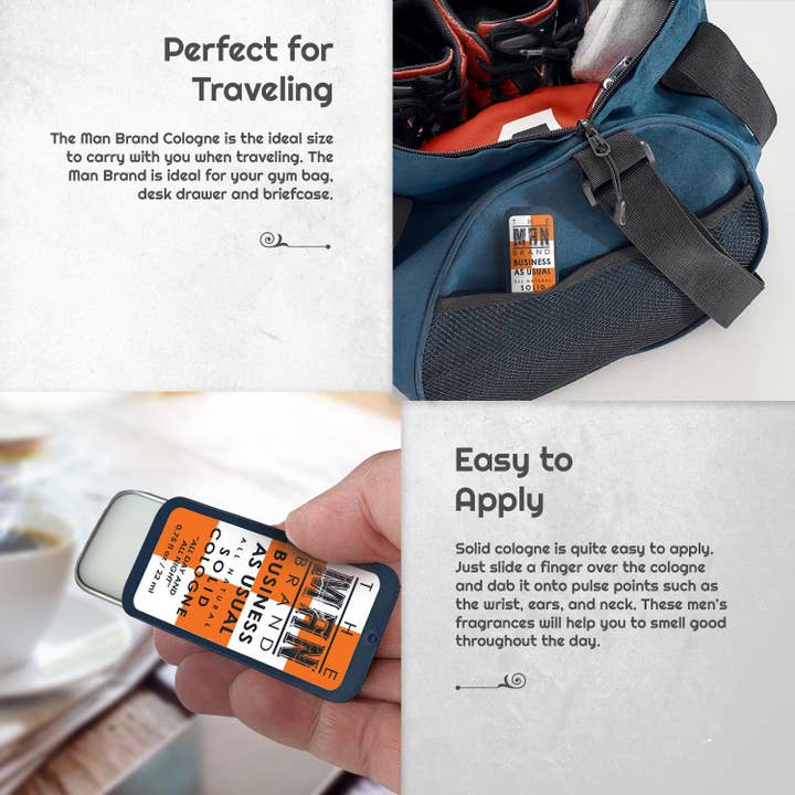 The Man Brand - Wholesale Solid Cologne - Business As Usual Solid Cologne - Vintage Slide Tin - 0.75 Ounce1