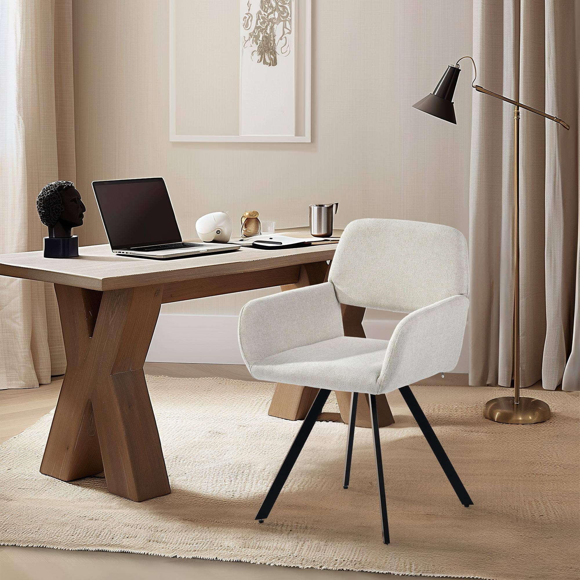 Urban Meuble - Wholesale Chair - Set of 2 Scandinavian dining chairs, swivel, beige fabric CALIFORNIA KD BEIGE SWIVEL2