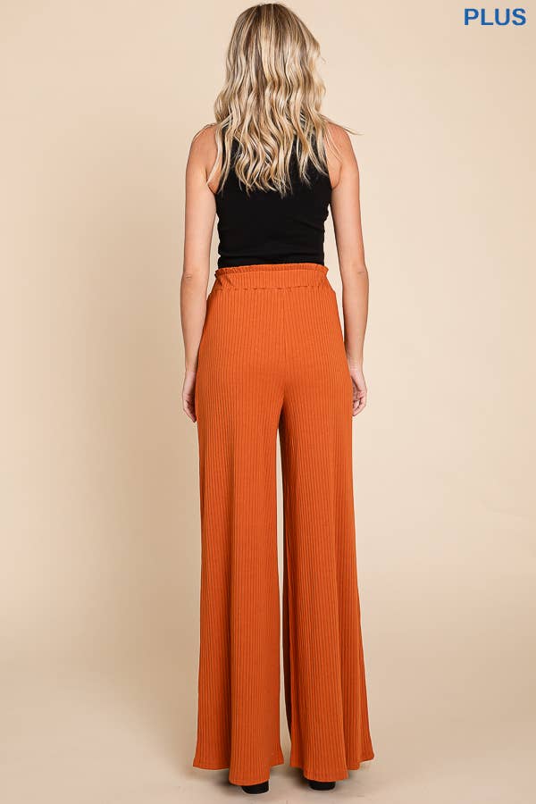 Culture Code - Wholesale Pants - Women's - CRP1797X - RUCHING FRILL WAIST WIDE PANTS18