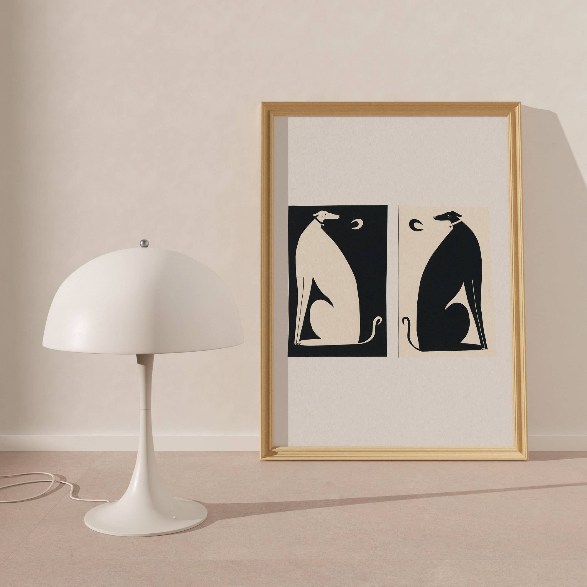 Little Black Cat Illustrated Goods - Wholesale Art Print - Negative / Positive Dogs Art Print | Monochrome | Whippets1